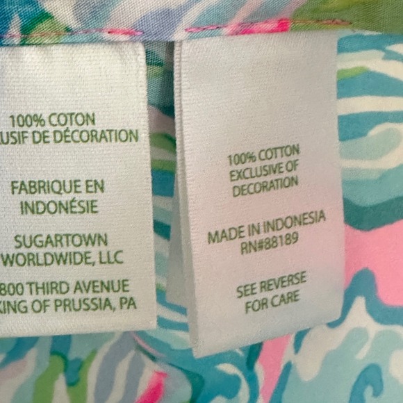 Lilly Pulitzer Tamara Off The Shoulder Blouse Womens XS Bow Sleeve Fish Print - Picture 5 of 6